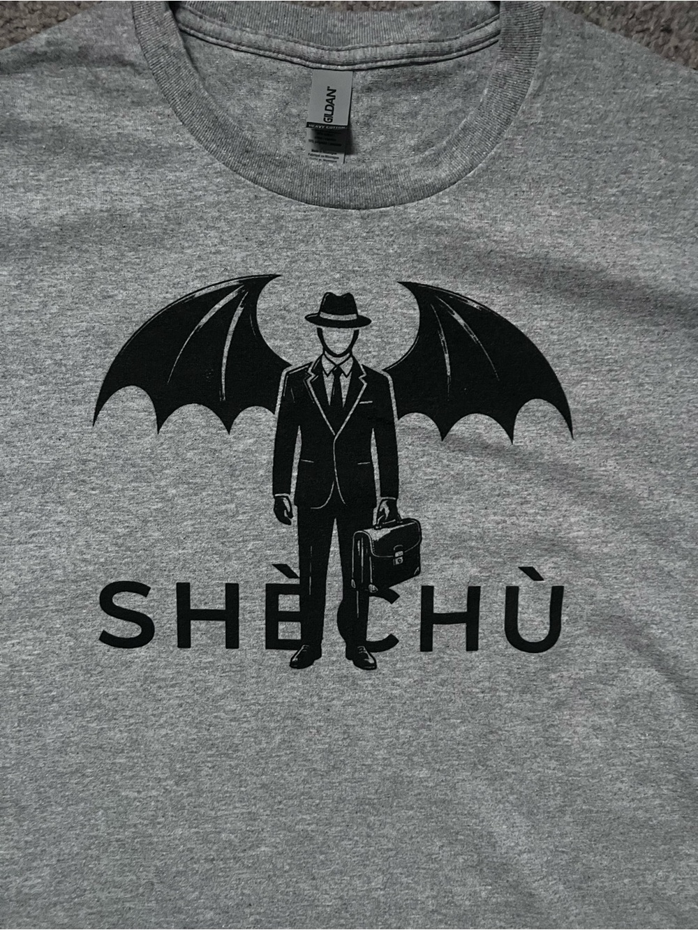 Shechu punk street style anti-corporate color sport grey size Large Unisex T-shi